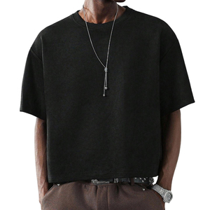 Camiseta de Hombre Personalizada al Por Mayor a Precio Económico, Camiseta de Algodón Grueso, Estilo Urbano, Lisa, Corte Cuadrado - Product Image 1