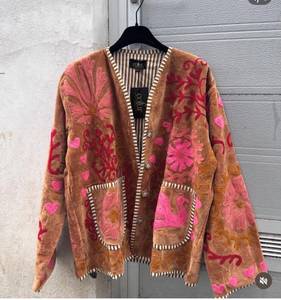 Cárdigan Vintage de Gamuza con Bordado para Mujer, Chaqueta Oversize Bohemio de Terciopelo con Parches, Chaqueta Boho con Bordado Floral y Abertura Frontal para Mujer - Product Image 3