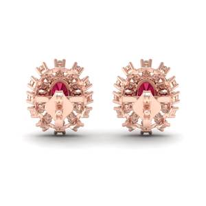 Pendientes REYES de rubí de corte ovalado de alta calidad de 0.73 quilates en oro macizo de 14K y 18K con cierre de tornillo de diamante para mujer - Product Image 4