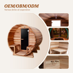 Sauna extérieur isolé avancé en cèdre rouge monobloc <span class=keywords><strong>avec</strong></span> véranda et vitrage panoramique arrière, certifié ETL, Wi-Fi, modèle Europe - Product Image 5
