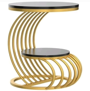 Round side <b>table</b> with white marble top and base, joined by a crystal <b>butterfly</b> stem, available at wholesale prices. - Product Image 2