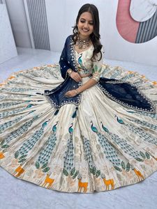 New Indian Traditional Pure <b>Tissue</b> Silk with Heavy Thread and Sequence Work Lehenga Choli for <b>Wedding</b> Season for Women Wear - Product Image 2