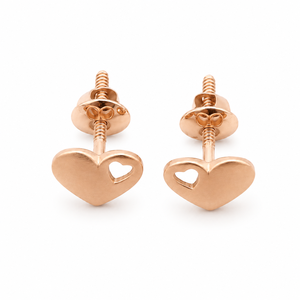 18ct Rose Gold Heart <b>Stud</b> <b>Earrings</b> with Cubic Zirconia High Polish Minimalist Daily Wear Gift Jewelry for Women Girls - Product Image 5