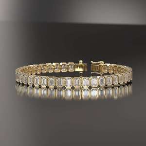 Pulsera de tenis de plata de ley con corte esmeralda y piedras radiantes de corte escalonado, joyería fina de lujo para mujer - Product Image 3