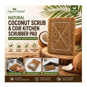 AQUA VRIKSHA Estropajo de Cocina de Fibra de Coco Natural 6 x 4 Pulgadas |   Estropajo Ecológico Biodegradable para Lavar Platos y Limpiar - Product Image 1