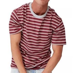 T-shirt unisexe en coton uni à rayures, coupe classique, manches courtes, col rond, séchage rapide, multicolore, personnalisable avec logo imprimé sur le devant – Meilleure vente - Product Image 4