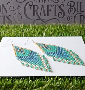 Billion Crafts Summer Resort Bohemian Geometric Miyuki Glass <b>Bead</b> <b>Fringe</b> Earrings Metallic Cap Cascade Tassel Dangle Party Jewel - Product Image 2