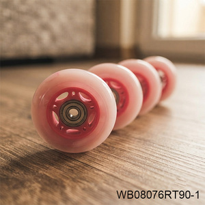 YEOU CHERNG Skate Wheel WB08076RT90-1 Red Core Transparent Pink <b>Back</b> View - Product Image 6