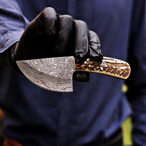 Custom Handmade Damascus Steel Blade Hunting Knife Skinning Knife Perfect For Outdoor With Stag Handle & Leather Sheath - Product Image 6