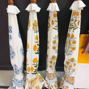 Sombrillas de Playa de Algodón con Estampado Artesanal y Volantes, Sombrilla de Playa de Madera Estilo Vintage con Borde Curvo - Product Image 3