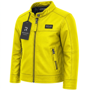 Modern kids leather <b>jacket</b> with soft inner lining comfortable fit durable finish and timeless fashion for every occasion - Product Image 5