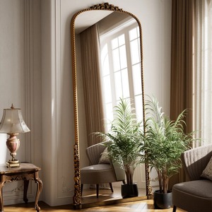 Miroir décoratif de style royal avec cadre en métal finition or, idéal pour la décoration de maison de luxe et les cadeaux, fabriqué en Inde. - Product Image 3