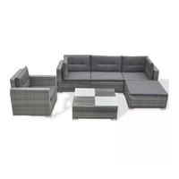 Juego de Sofá Cama de Diseño Moderno en Ratán Sintético para Patio, Apartamento, Cocina, Comedor, Centro Comercial, Parque, Hotel y Baño