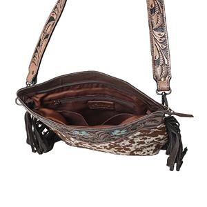 Bolso de mano redondo de cuero vintage para mujer con cierre de cremallera - Product Image 4