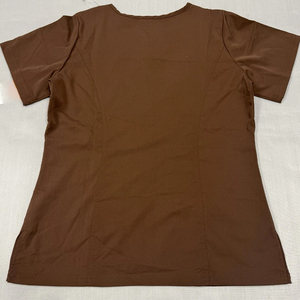 เสื้อสครับผู้หญิงขายส่ง สีน้ำตาล คอวี เสื้อแพทย์ มีซิปกระเป๋า ผ้าเนื้อนุ่ม ชุดยูนิฟอร์มพยาบาล คลินิก โรงพยาบาล เสื้อคลุมเสริมสวย - Product Image 2