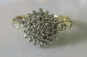 TISHYA DIAMOND Real Moissanite 2Ct Round Cut Cluster <b>Vintage</b> Women's Engagement <b>Ring</b> Sterling Silver <b>Gold</b> Plated 5.5gm - Product Image 5