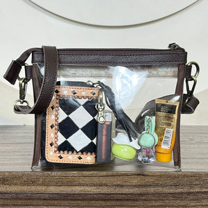 Sac à bandoulière transparent en PVC de luxe, style western en cuir véritable, sac à main transparent approuvé pour les stades - Product Image 6
