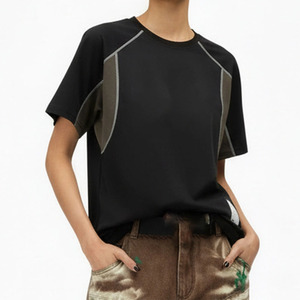 Servicio OEM, Camiseta de Alta Calidad para Hombre, Corte Estructurado, Color Personalizado, Camiseta Deportiva con Paneles en Contraste, Estilo Urbano - Product Image 1