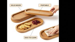Bandeja de Servir Rústica de Madera Hecha a Mano, Bandeja de Servir para Desayuno, Té, Café y Comida, Decoración para el Hogar, Cocina, Restaurante y Hotel - Product Image 3
