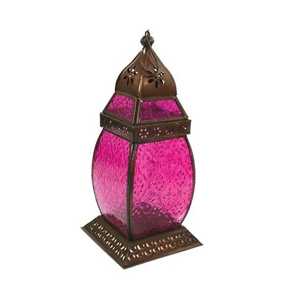 Antique Brass Moroccan <b>Lantern</b> Arch Cutout Frame Clear Glass Panel Hanging Candle Holder Tabletop <b>Hurricane</b> Lamp Light - Product Image 2