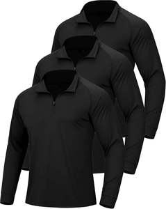 T-shirt de sport à manches longues en polyester à col montant 1/4 zip pour homme – Idéal pour l'entraînement personnalisé - Product Image 4