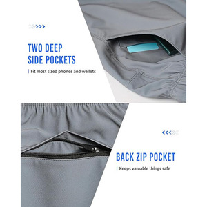 Shorts de sport décontractés pour hommes, en tissu éponge, séchage rapide, anti-plis, avec ourlet fendu, taille haute élastique, respirants, pour le yoga - Product Image 3