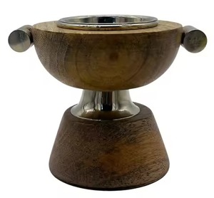 Compact Solid <b>Wooden</b> <b>Block</b> Circular Side Disc Oud Incense Burner Rustproof Ash Catcher Spa Relaxation Device Bakhoor Burner - Product Image 3