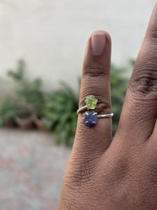 Raw Peridot Tanzanite Sterling <b>Silver</b> Plated Handmade Double Stone Adjustable <b>Statement</b> <b>Ring</b> Unique Engagement Women Gift <b>Ring</b> - Product Image 5