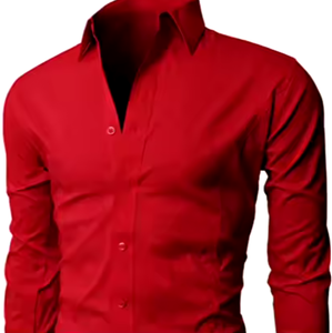 <b>Men's</b> <b>Red</b> Solid Color <b>Long</b> <b>Sleeve</b> Italian Style Formal Dress <b>Shirt</b> Turn-down Collar 100% Cotton Poplin Fabric Spring Wear - Product Image 1
