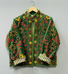 Suzani Velvet Floral Hand Embroidered Luxurious Jackets With Floral Design t Bomber Jacket Unisex All Seasons - Product Image 1