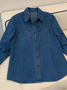 <b>Men</b> <b>Casual</b> Washed Denim <b>Shirt</b> Long Sleeve Button Up <b>Double</b> <b>Pocket</b> Fashion Streetwear - Product Image 2