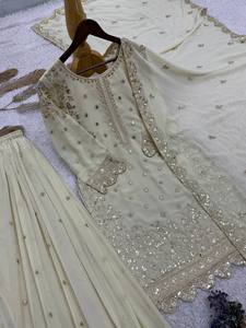 Ensemble Salwar Kameez en filet brodé, tenue traditionnelle indienne et pakistanaise pour femmes, robe de fête de mariage - Product Image 3