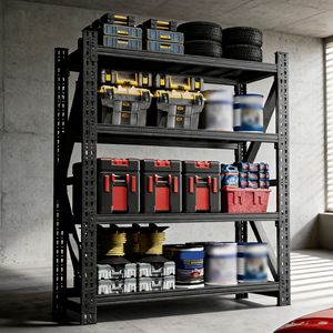 Étagère de garage en métal robuste, capacité 4000 lb, 69"H x 59"W x 23.6"D, rayonnage de stockage industriel - Product Image 1