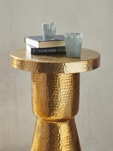 Mesa de Centro Redonda Moderna con Acabado Martillado, 43 cm de Diámetro, Muebles Contemporáneos para Sala de Estar - Product Image 5