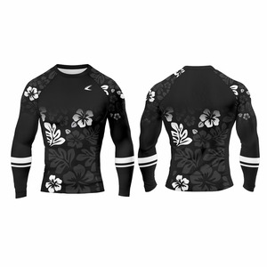 Rashguard personnalisé extensible 4 directions MMA BJJ OEM pour hommes, manches courtes, chemises décontractées en satin, respirant à l'avant, antibactérien, UPF50+ - Product Image 5