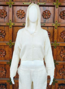 Sudadera con Capucha de Manga Larga Tejida para Mujer, Diseño Personalizado Teñido con Hilo, Informal de Invierno, ODM - Product Image 3