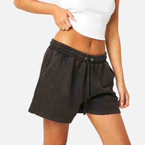 Women's High Waist Shorts <b>Drawstring</b> Cotton Shorts Solid Color Loose Fit Casual Wear with Pockets Summer Wear Shorts - Product Image 3