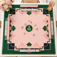 Tapis de Mahjong Pliable en Néoprène Vert Rose Art Déco de Luxe 33 Pouces, Tapis de Jeu de Poker Antidérapant Personnalisé au Design Original, Ensemble OEM