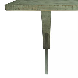 Mesa de comedor moderna de estilo rústico para el hogar, restaurante o cocina, con diseño de patrón de listones de madera maciza de mango, forma de X y dos patas. - Product Image 5