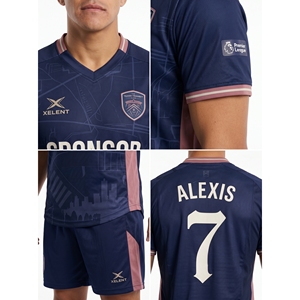 เสื้อแข่งขันแท้สำหรับผู้ชาย ผ้าโพลีเอสเตอร์ 100% เสื้อฟุตบอลพร้อมตาข่ายแบบพิเศษ รับผลิตตามแบบ OEM ชุดทีมแข่งขัน - Product Image 4