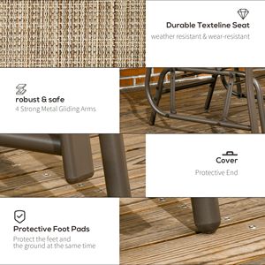 2-Seater <b>Outdoor</b> Patio Glider <b>Chair</b> with Coffee Table Breathable Sling Backyard Garden Loveseat <b>Stackable</b> - Product Image 6