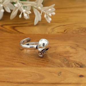 Gothic Skull <b>Ring</b> Silver Adjustable Punk Skeleton <b>Statement</b> Halloween Jewelry | Unisex Gift - Product Image 4