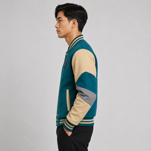 Men Varsity Jacket Custom Logo Soft Comfortable Casual Baseball Bomber Streetwear Varsity Jacket Wholesale High Quality - Product Image 5
