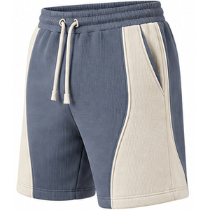 Shorts thermiques en maille gaufrée pour hommes, décontractés, de sport, avec cordon de serrage, taille élastique, logo personnalisé, OEM ODM, fournisseur de vêtements en gros - Product Image 3