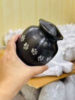 Urnes funéraires pour animaux de compagnie en laiton, faites à la main, écologiques, style américain, durables, avec motif de patte blanche, bleue et argentée, personnalisables, garantie 3 ans