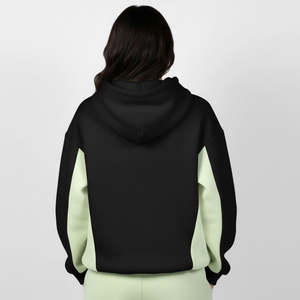 Sweat-shirts à capuche pour femmes, couleur noire unie, très demandés, avec logo brodé personnalisé, épaules tombantes, grandes tailles, faible MOQ - Product Image 6