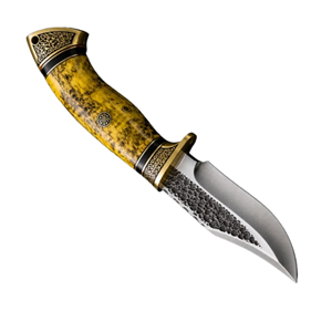 Cuchillo de Hoja Fija Hecho a Mano con Punta Caída, Hoja de Acero Inoxidable, Mango Amarillo, Cuchillo de Caza, Grosor de 0.6mm - Product Image 3