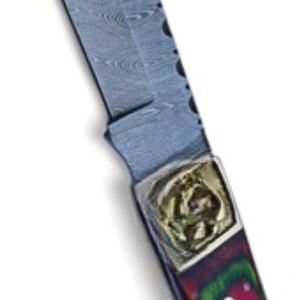 Couteaux pliants multifonctionnels avec lame à motifs, manche détaillé et étui de rangement en cuir pour le camping, la chasse et la randonnée - Product Image 5