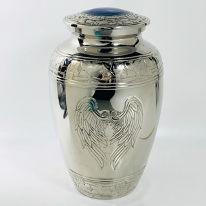 Elegant Textured Deep Blue Metal Funeral <b>Urn</b> <b>Large</b> Capacity Memorial Ashes Container High-Quality Decorative Burial <b>Urn</b> Factory - Product Image 5
