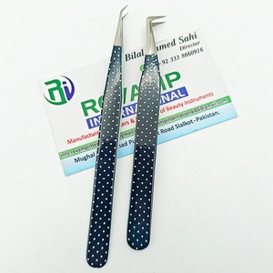 Pinces à extensions de cils en acier inoxydable haute précision, personnalisées, avec revêtement en papier à pois, à 45 et 90 degrés, pour isolation - Product Image 4